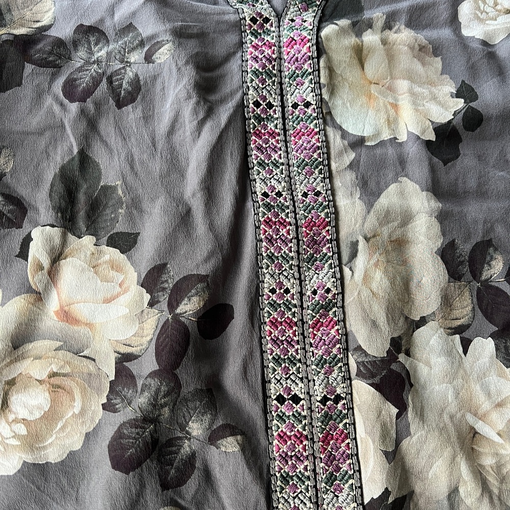 Johnny Was Paris Effortless Silk Blouse Lavendar Purple Xsmall rose white tunic - Picture 11 of 11